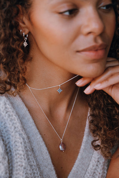 Sterling Silver Guiding North Star Charm Hoop Earrings - Myleti Jewellery