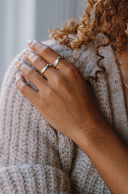 Sterling Silver & Gold Vermeil Unique Molten Flow Rings - Myleti Jewellery