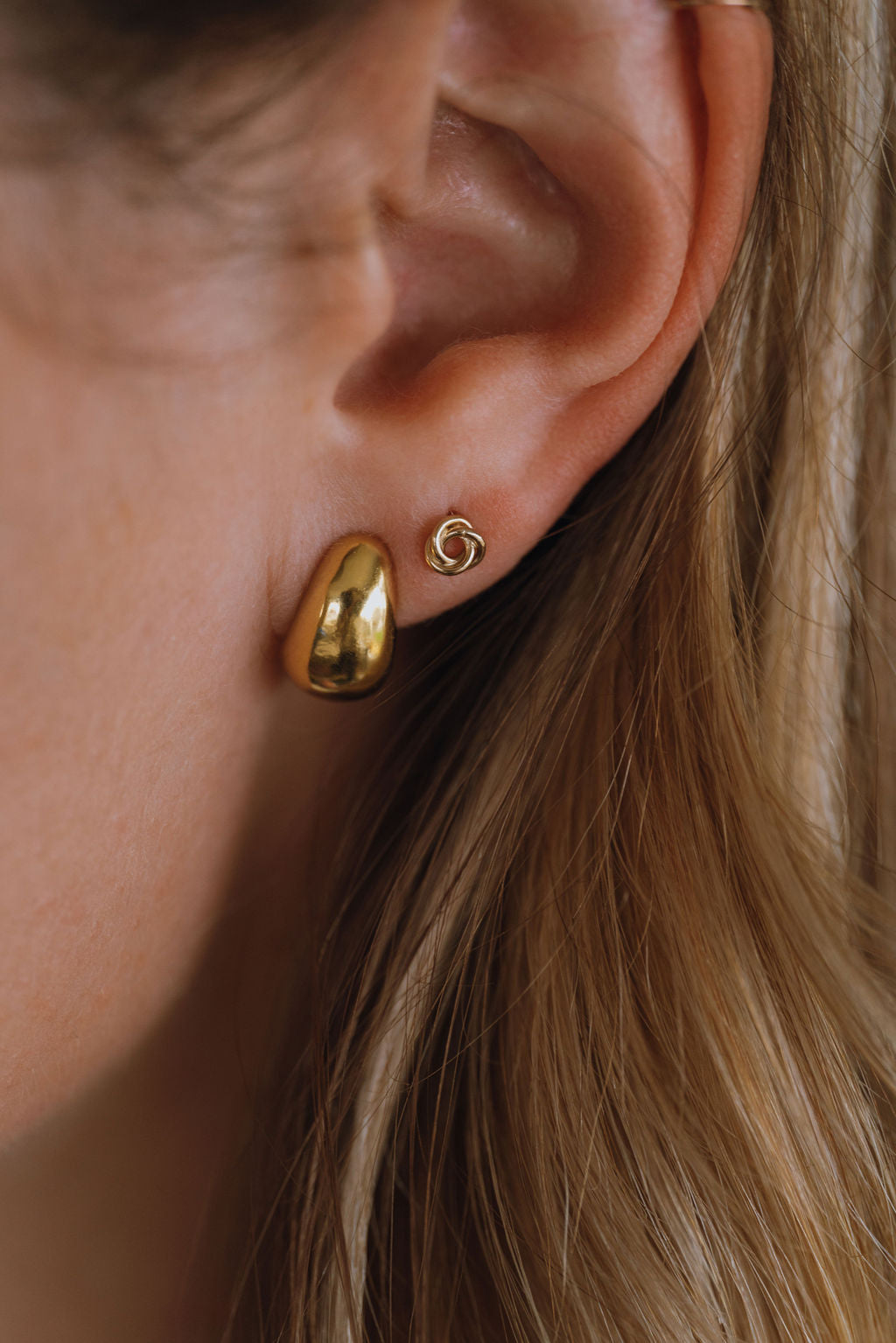 Gold Vermeil Dome Teardrop Earrings