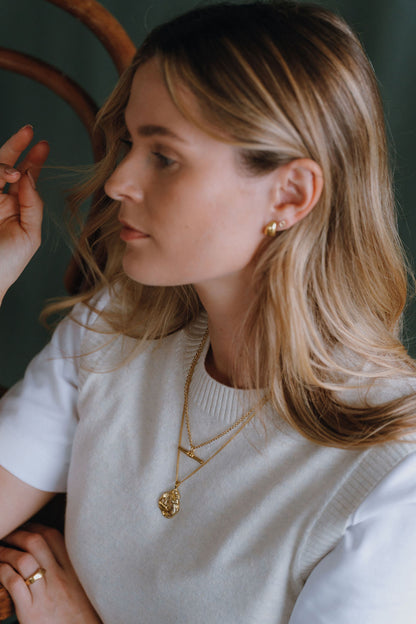 Gold Vermeil Dome Teardrop Earrings - Myleti Jewellery