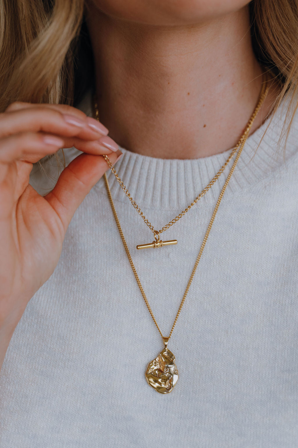 Gold Vermeil Timeless T Bar Necklace