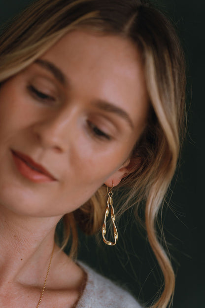 Gold Vermeil Organic Twist Drop Earrings - Myleti Jewellery
