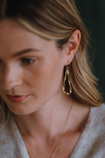Gold Vermeil Organic Twist Drop Earrings - Myleti Jewellery