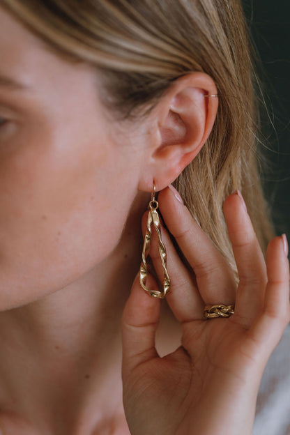 Gold Vermeil Organic Twist Drop Earrings - Myleti Jewellery