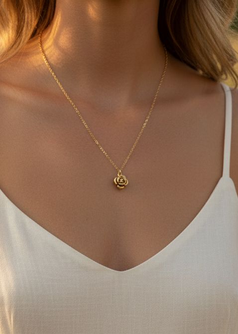 Gold Wild Rose Necklace - Myleti Jewellery