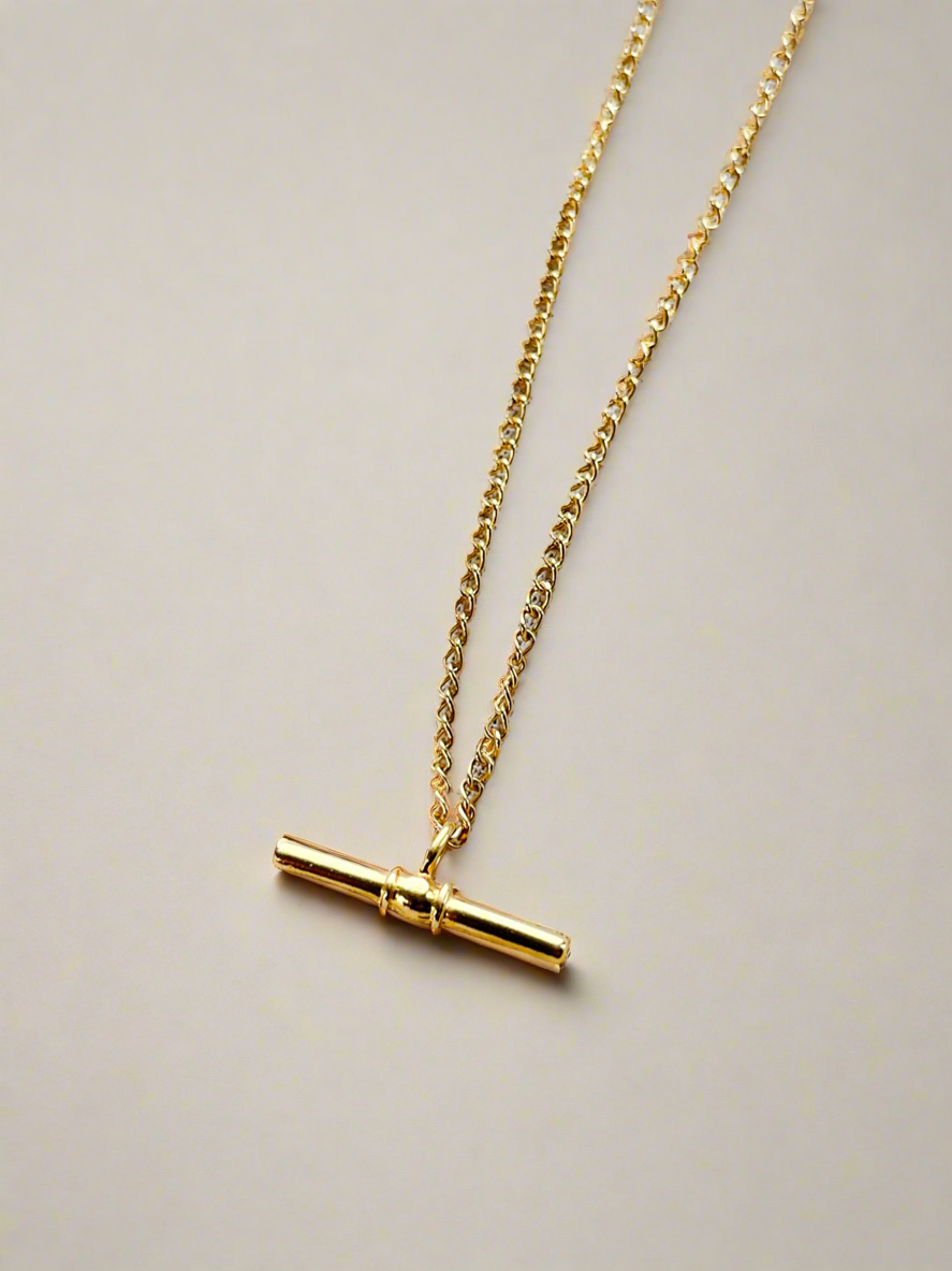 Gold Vermeil Timeless T Bar Necklace