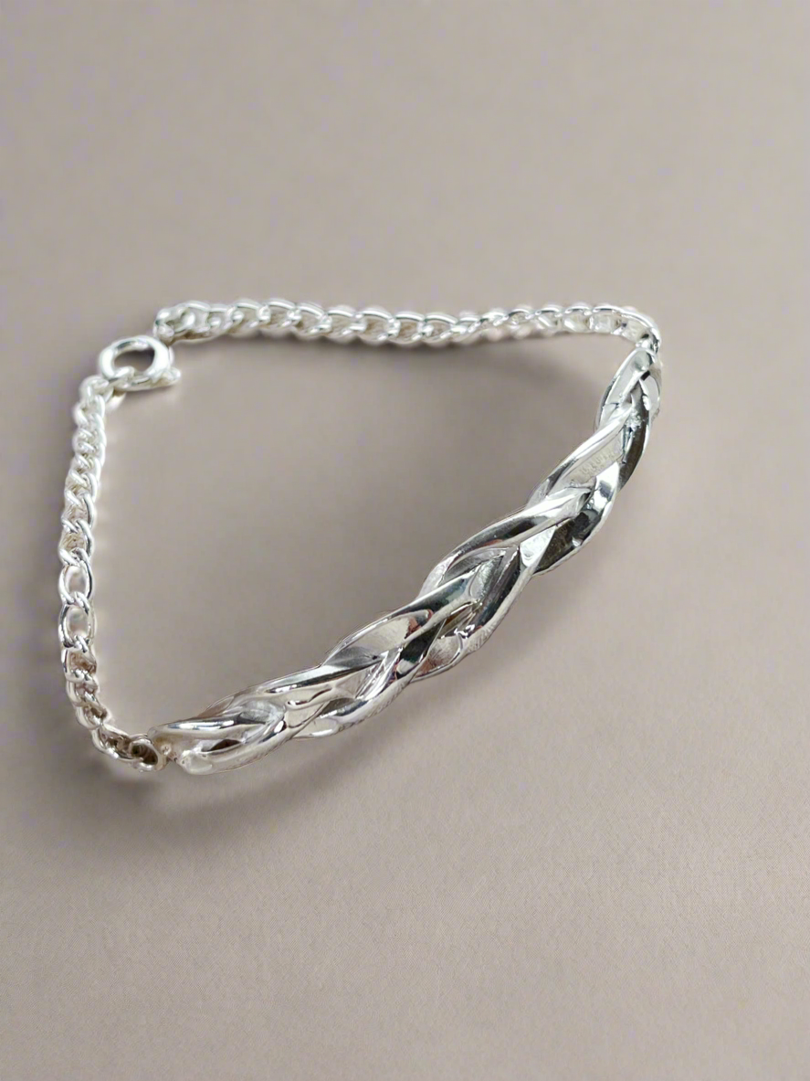 Sterling Silver Entwine Plaited Bracelet