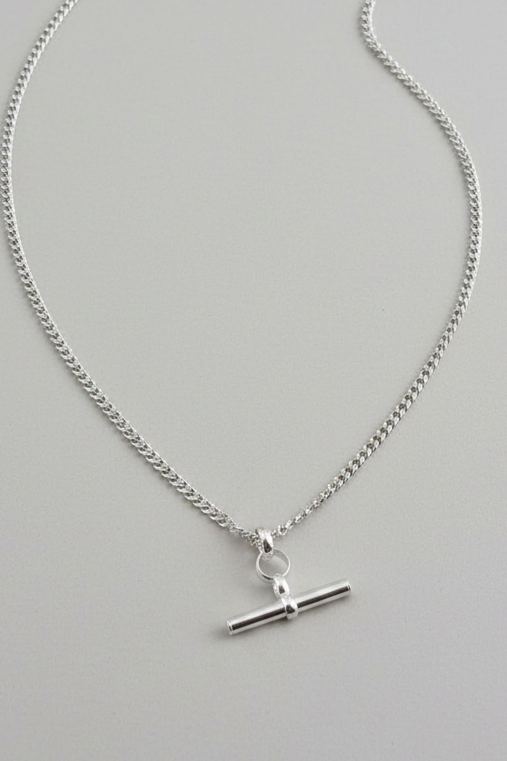 Sterling Silver Timeless Balance T Bar Necklace