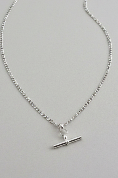 Sterling Silver Timeless Balance T Bar Necklace