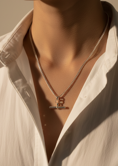 Sterling Silver Timeless Balance T Bar Necklace