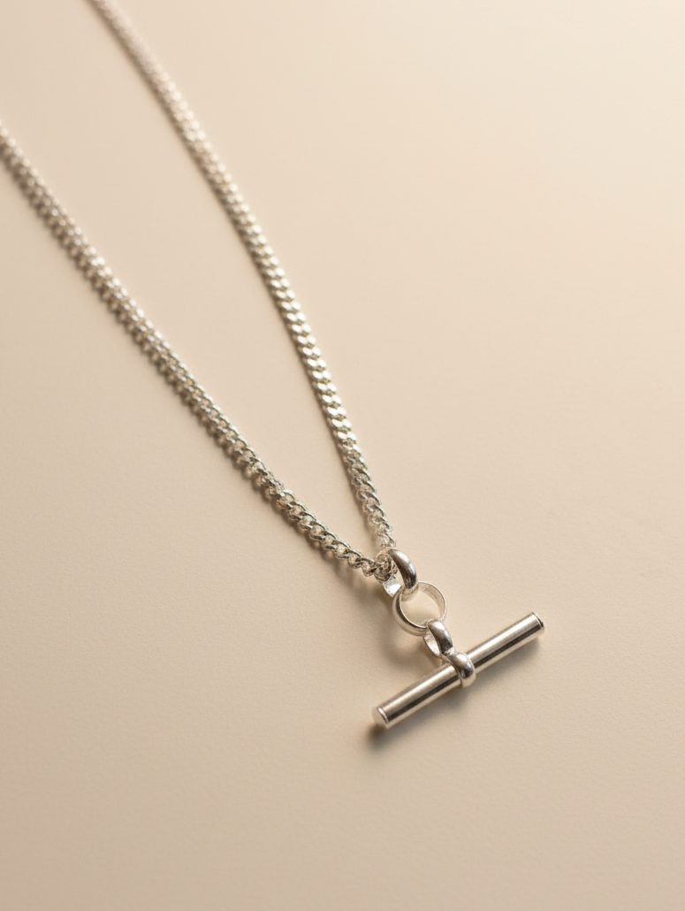 Sterling Silver Timeless Balance T Bar Necklace