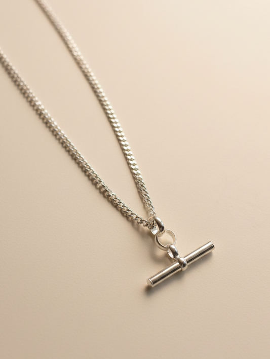 Sterling Silver Timeless Balance T Bar Necklace