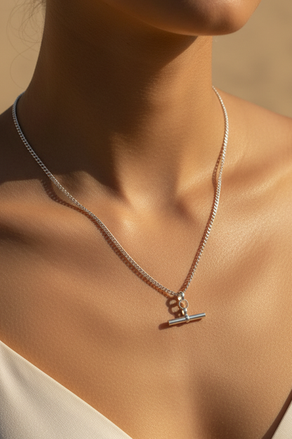Sterling Silver Timeless Balance T Bar Necklace