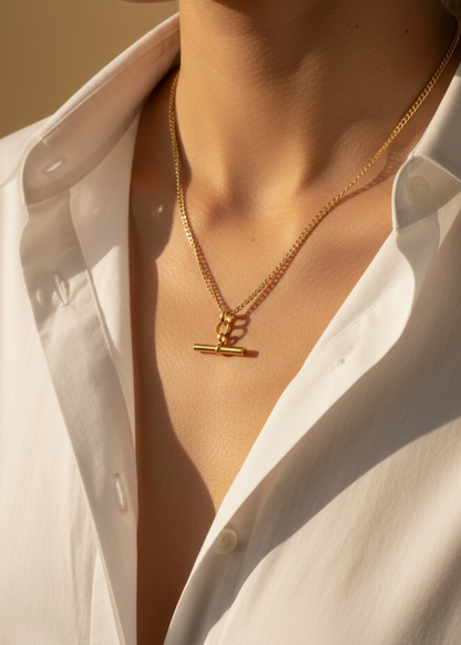 Gold Vermeil Timeless Balance T Bar Necklace