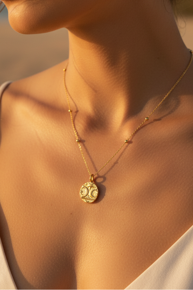 Gold Vermeil Warrior Coin Affirmation Necklace - Myleti Jewellery