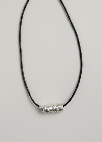 Sterling Silver Textured Pendant Cord Necklace