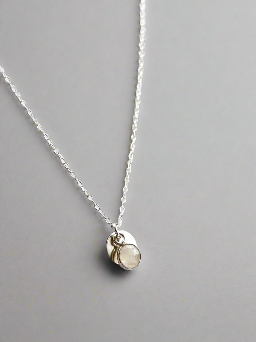 Sterling Silver Moonstone Charm Necklace