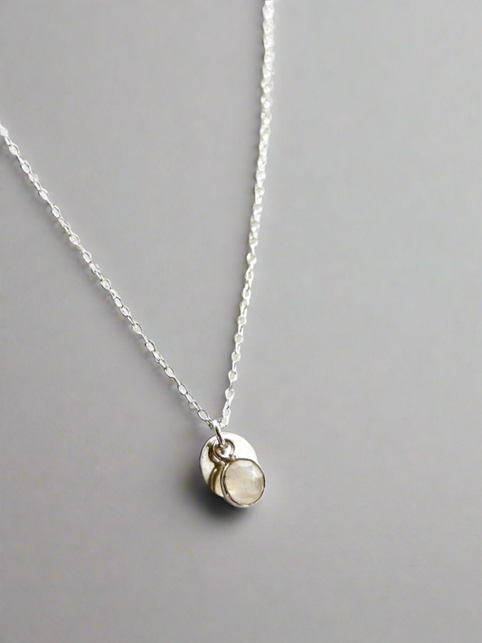 Sterling Silver Moonstone Charm Necklace