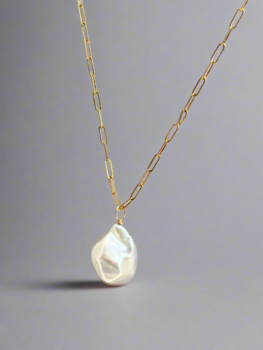 Baroque Freshwater Pearl & Gold Chain Necklace