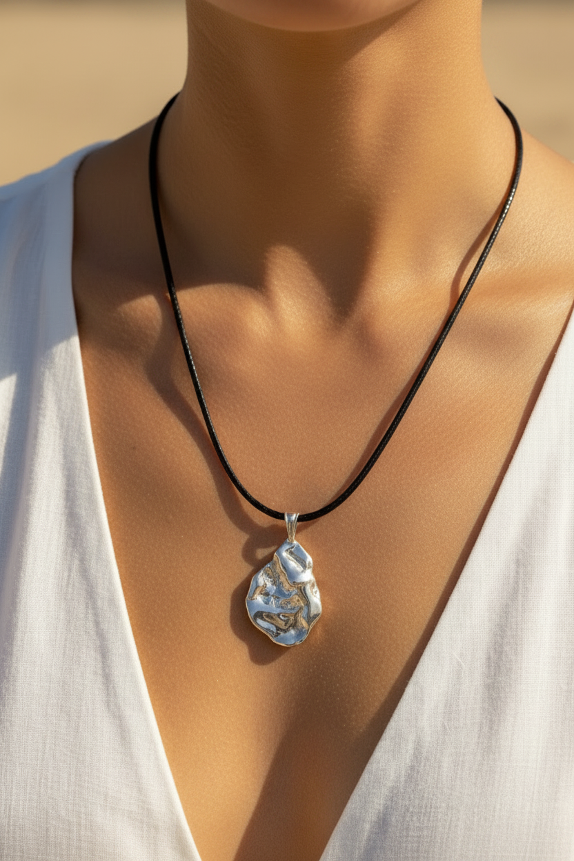 Sterling Silver Molten Strength Cord Necklace