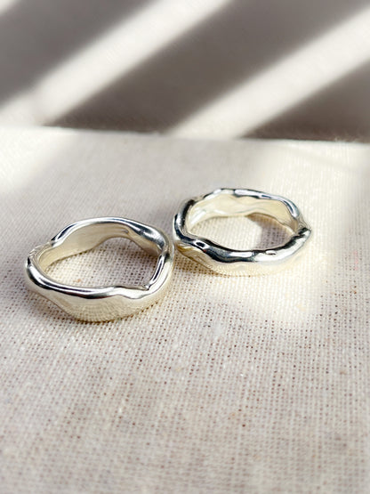 Sterling Silver & Gold Vermeil Unique Molten Flow Rings - Myleti Jewellery