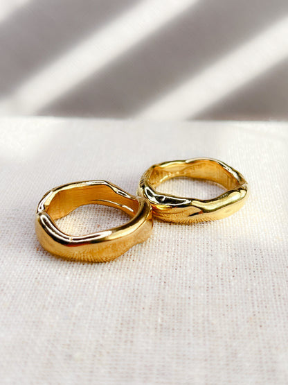 Sterling Silver & Gold Vermeil Unique Molten Flow Rings - Myleti Jewellery