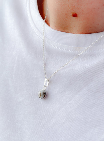 Sterling Silver Marbled Gemstone Necklace