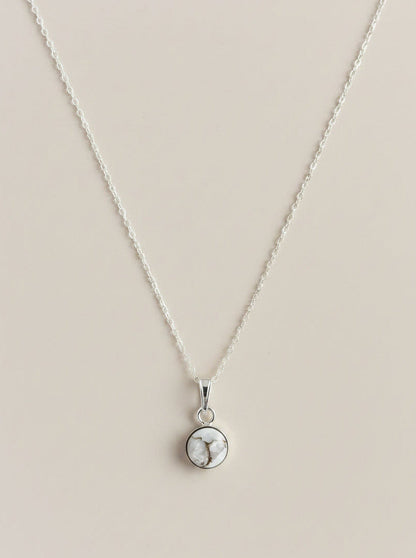 Sterling Silver Marbled Gemstone Necklace
