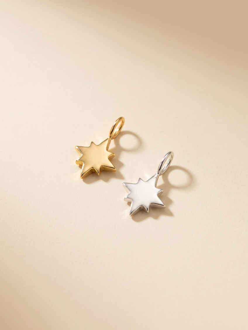 Sterling Silver & Gold Vermeil Guiding North Star Charm Pendant