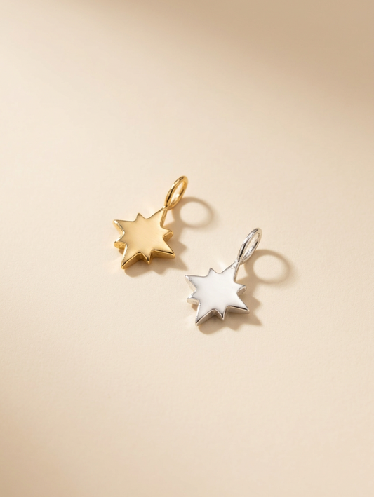 Sterling Silver & Gold Vermeil Guiding North Star Charm Pendant