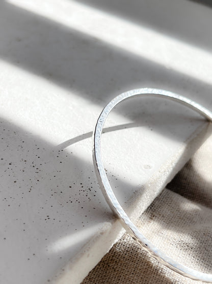 Sterling Silver Hammered Textured Bangle - Myleti Jewellery