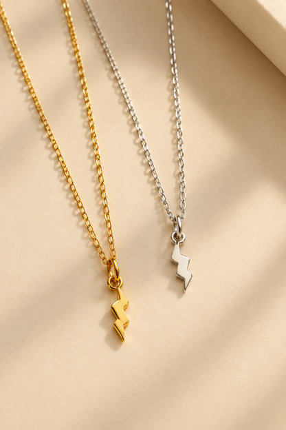 Sterling Silver & Gold Vermeil Lightning Bolt Charm Pendant - Myleti Jewellery
