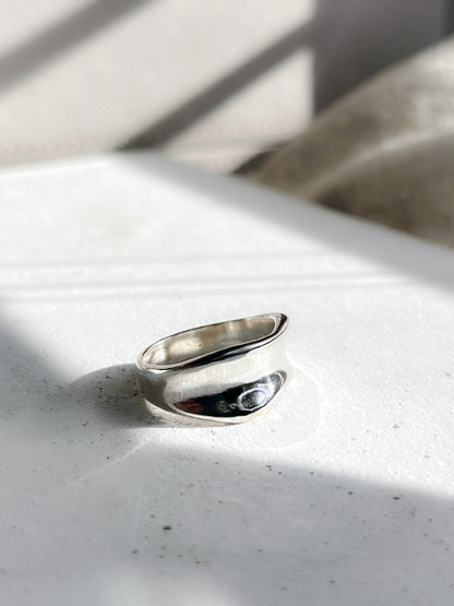 Sterling Silver Wide Flow Curve Ring - Myleti Jewellery