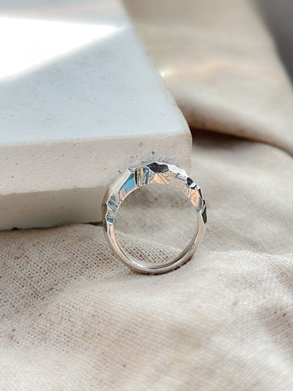 Sterling Silver Light Catcher Faceted Ring - Myleti Jewellery