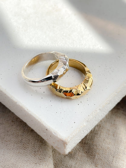 Sterling Silver Light Catcher Faceted Ring - Myleti Jewellery