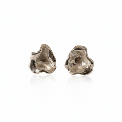 Sterling Silver Organic Molten Statement Stud Earrings