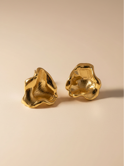 Gold Molten Strength Statement Stud Earrings