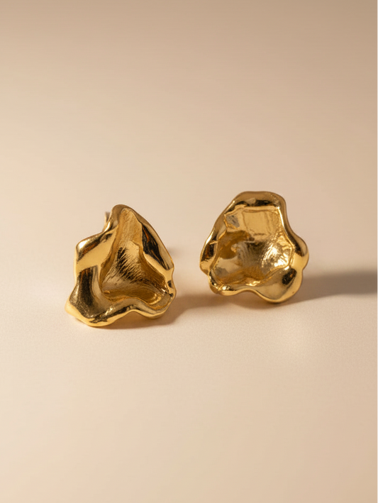 Gold Molten Strength Statement Stud Earrings