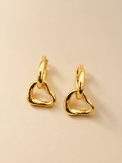Gold Free Spirit Molten Heart Hoop Earrings - Myleti Jewellery