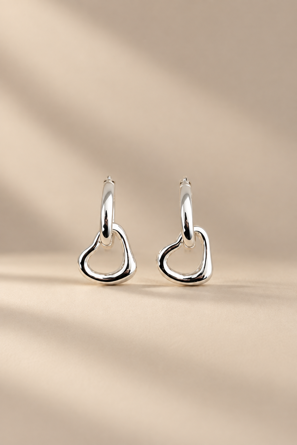 Silver Free Spirit Molten Heart Hoop Earrings