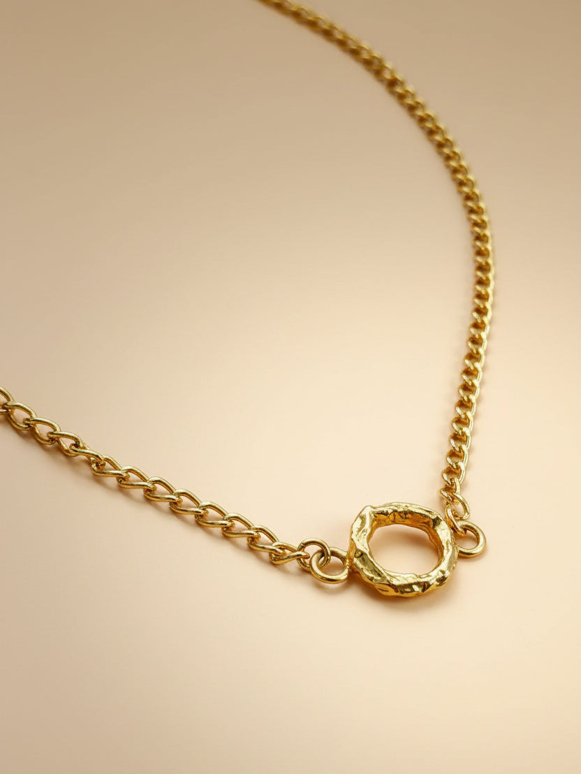 Gold Vermeil Chunky Molten Hoop Necklace