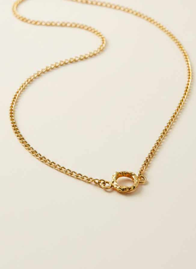 Gold Vermeil Chunky Molten Hoop Necklace