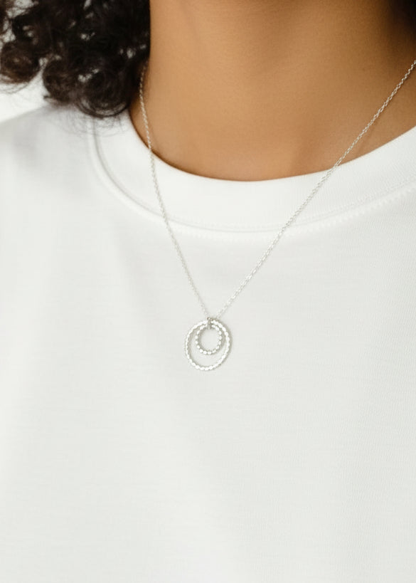 Sterling Silver Double Hoop Necklace