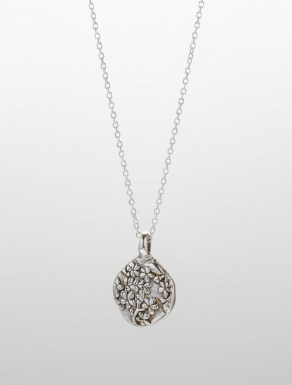Large Sterling Silver Sakura Blossom Necklace