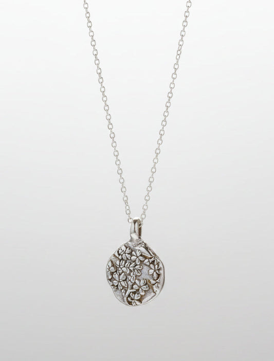 Large Sterling Silver Sakura Blossom Necklace