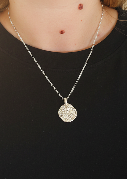 Large Sterling Silver Sakura Blossom Necklace