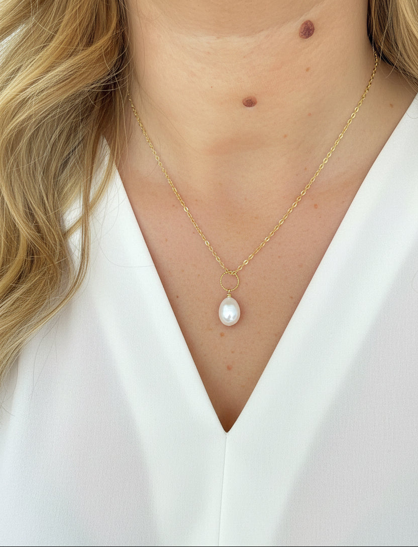 Gold Freshwater Baroque Pearl Necklace