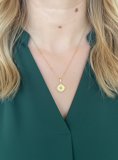 Gold Vermeil Compass Necklace