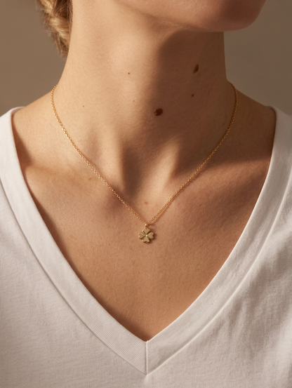 Sterling Silver & Gold Vermeil Four Leaf Clover Charm Pendant