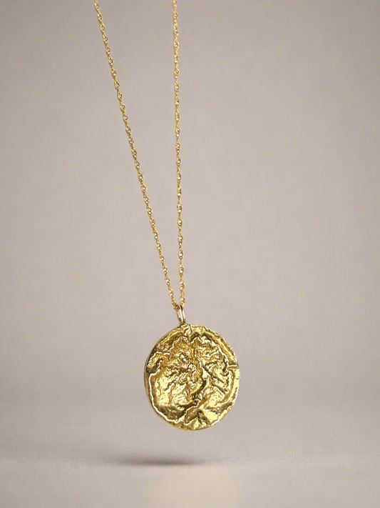 Gold Vermeil Molten Statement Coin Necklace